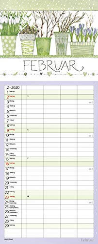 Gartenglück 2020: Familienplaner - 4 große Spalten mit viel Platz. Hochwertiger Familienkalender für Gärtner mit Ferienterminen und Vorschau bis März 2021. 19 x 47 cm. - 3