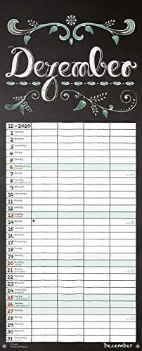 Tafel Timer 2020: Typo Art Familienkalender mit 4 breiten Spalten in Tafeloptik. Hochwertiger Familienplaner mit Ferienterminen, Vorschau bis März 2021. - 13