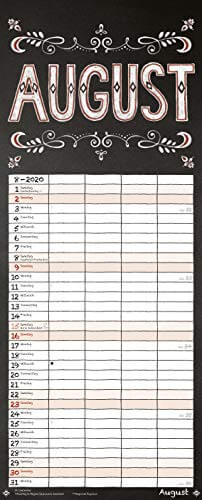 Tafel Timer 2020: Typo Art Familienkalender mit 4 breiten Spalten in Tafeloptik. Hochwertiger Familienplaner mit Ferienterminen, Vorschau bis März 2021. - 9