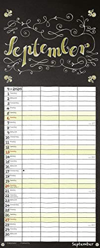 Tafel Timer 2020: Typo Art Familienkalender mit 4 breiten Spalten in Tafeloptik. Hochwertiger Familienplaner mit Ferienterminen, Vorschau bis März 2021. - 10