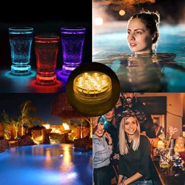 AODOOR Unterwasser Licht, RGB Multi Farbwechsel wasserdichte LED Leuchten für Vase Base Party,Weihnachten,Schwimmbad, Halloween, Weihnachten - 4 Stück - 2
