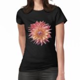 Leuchtender rosa und gelber riesiger Dahlie-Fotografie-Druck Frauen T-Shirt